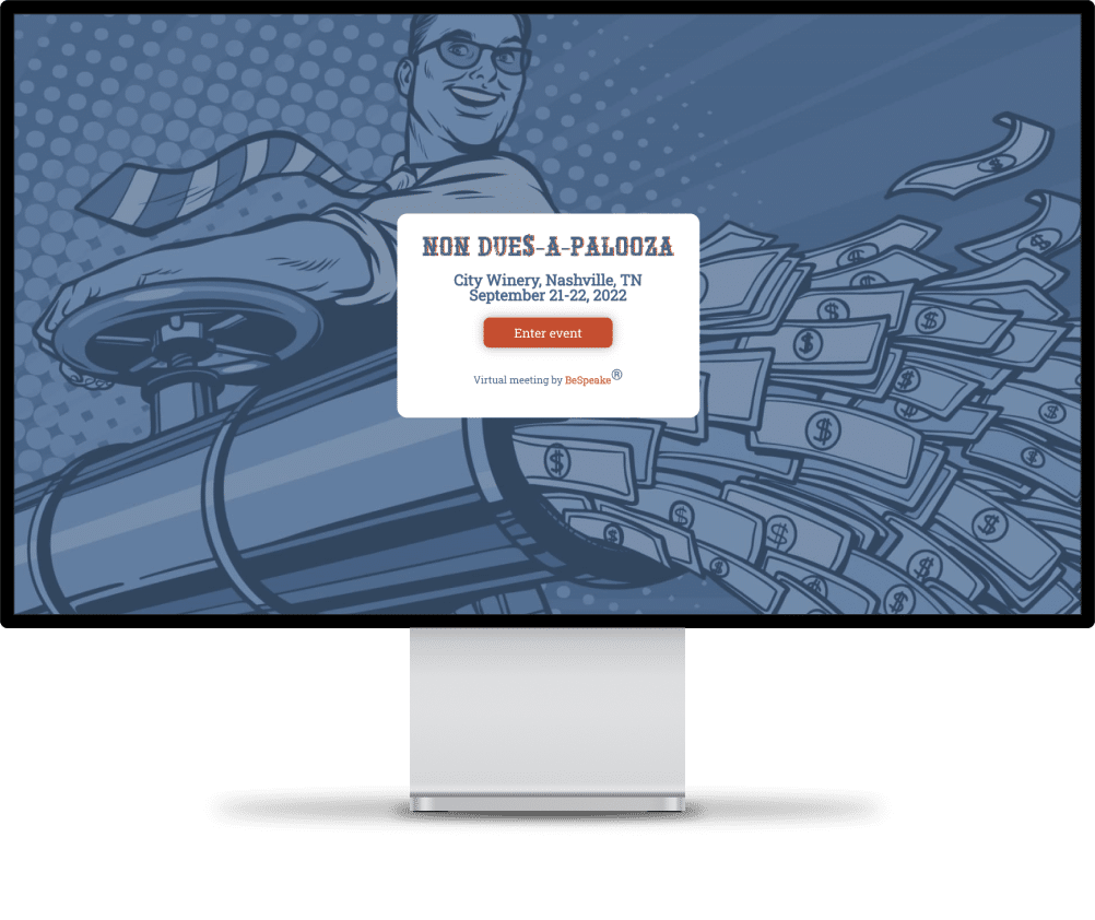 Screenshot of the Non Dues-a-Palooza Hitchin' Post gate page, hosted in the BeSpeake event technology platform